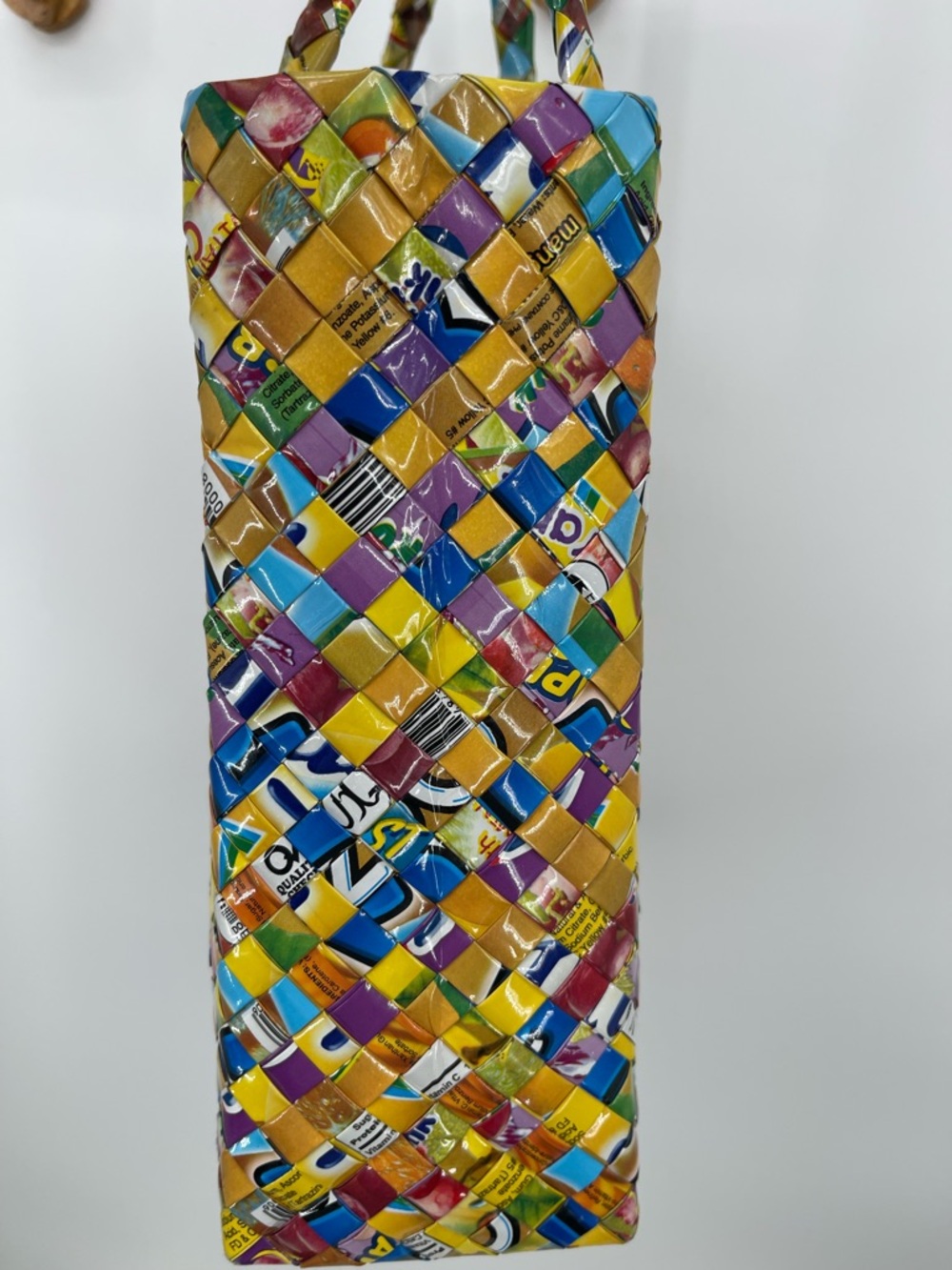 Hand Crafted Multicolor Candy Wrapper Woven Tote Bag - Picture 7 of 12